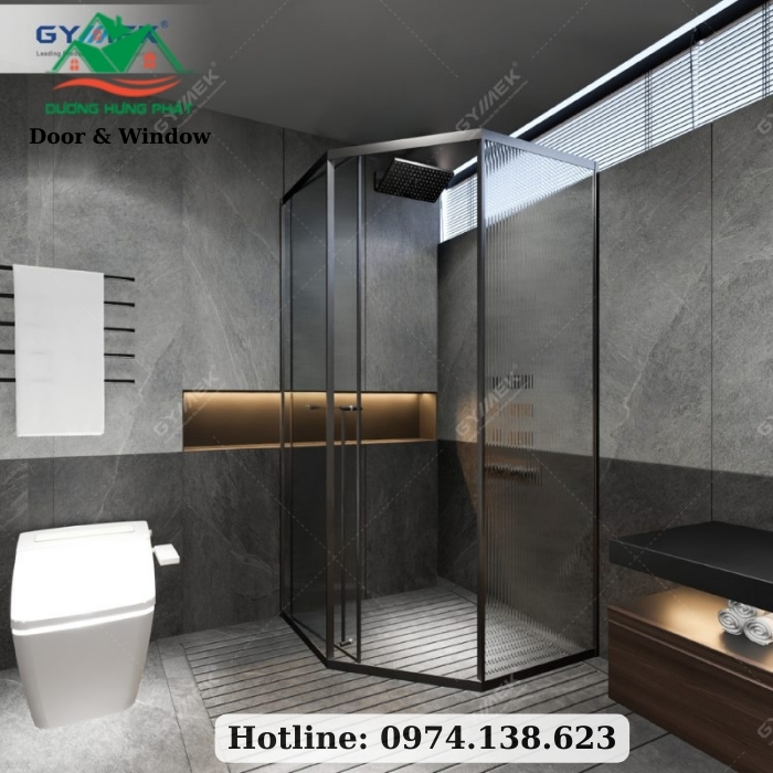 phòng tắm kính Gymek cửa lùa 135 độ